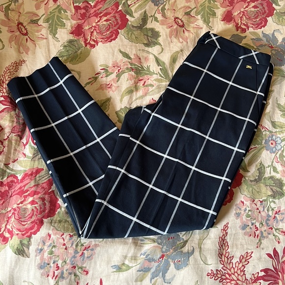 ESCADA Size EU 38 Plaid Stretchy Cigarette Chino Cotton Blend Naval Prep $295NEW - Picture 13 of 16